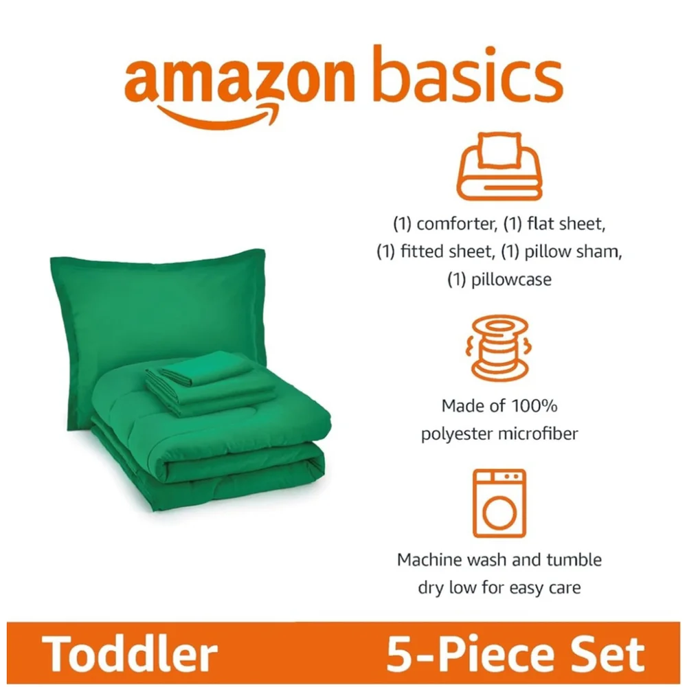 NEW Amazon Basics Toddler Bed-In-A-Bag Set Green